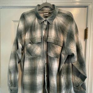 The North Face Green Plaid Button-Up Jacket